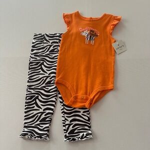 Carter’s 2012 Baby Girl 24 Months Zebra Orange Bodysuit & Pants Set Outfit NWT